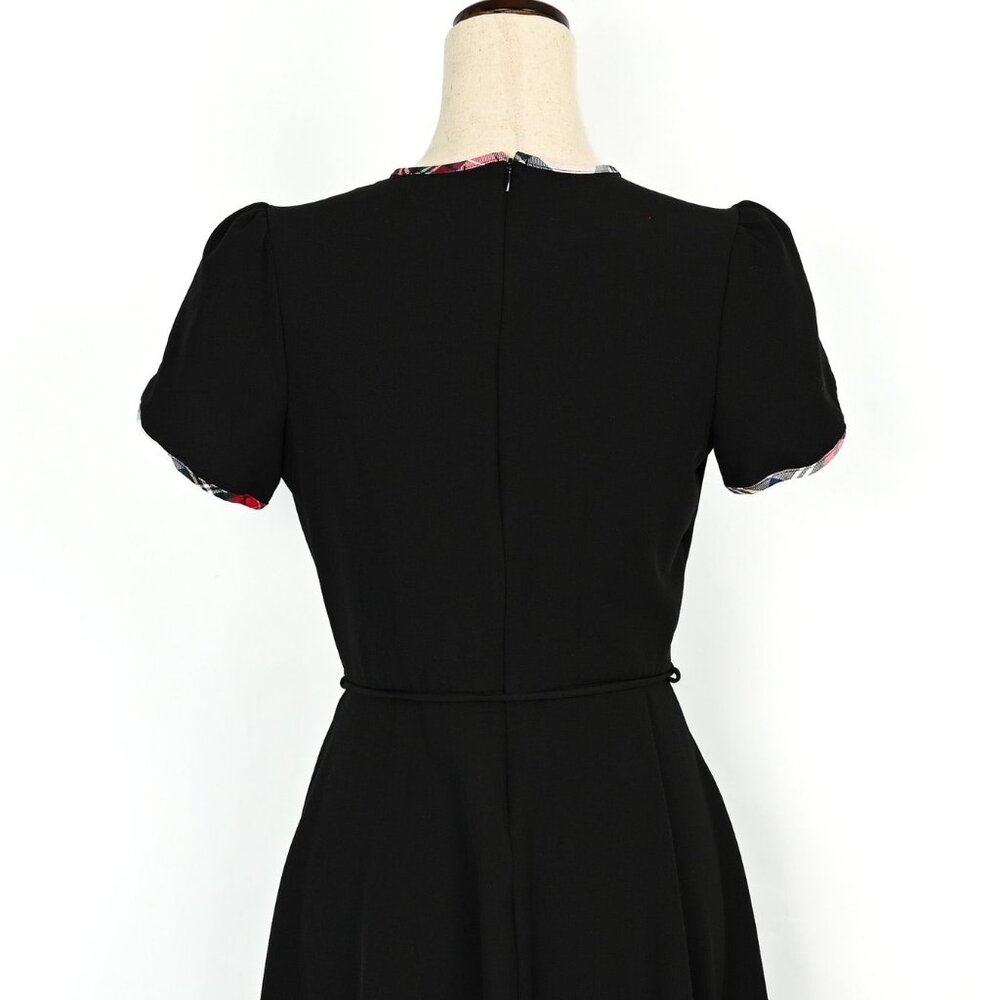 Black SMAK PARLOUR Plaid Trim Short Sleeve Dress - M - Picture 3 of 5